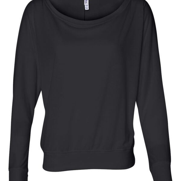 Women's Flowy Long Sleeve Off Shoulder Tee Thumbnail